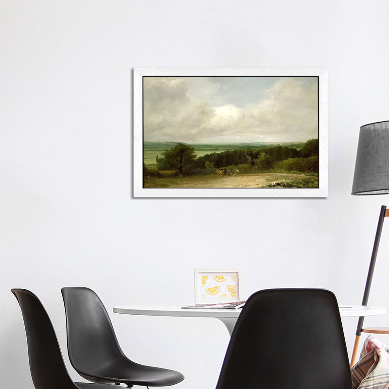 Wooded Landscape With A Ploughman by John Constable - Print on Canvas, White Framed, 66.04 cm H x 45.72 cm W