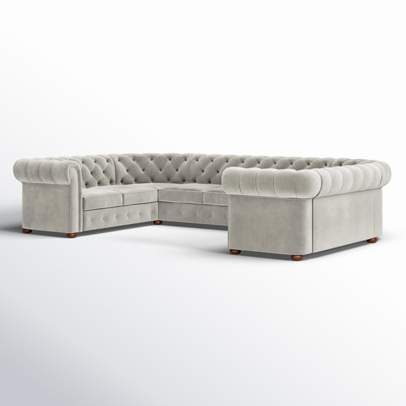 Huskins Velvet U-Shaped Sectional Symmetrical, Gray Velvet