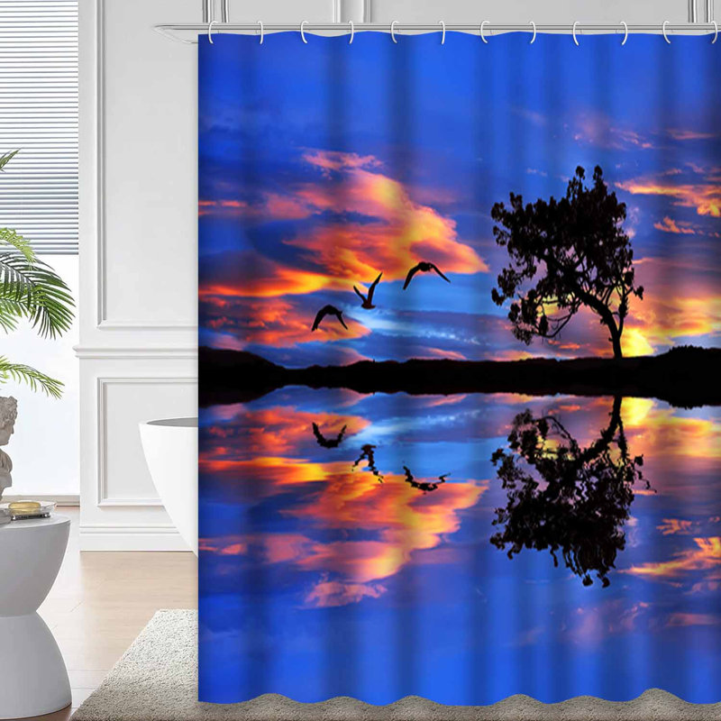 Rideau de douche avec 12 crochets Sky Sunset, L 72 po x l 84 po