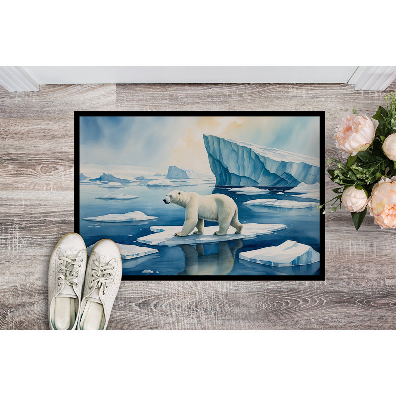 Paillasson ours polaire sur la glace, L 24 po x L 36 po