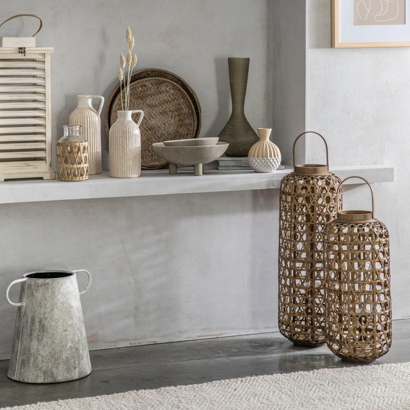 Bamboo Floor Lantern, 68cm H x 23cm W x 23cm D 