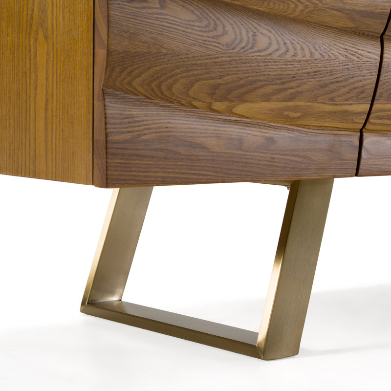 Alaia 71'' Sideboard, Light Brown/Brushed Gold