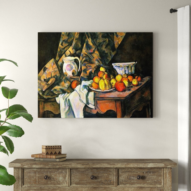 'Still Life with Apples and Peaches' by Paul Cezanne Painting Print, 60cm H x 80cm W x 1.8cm D