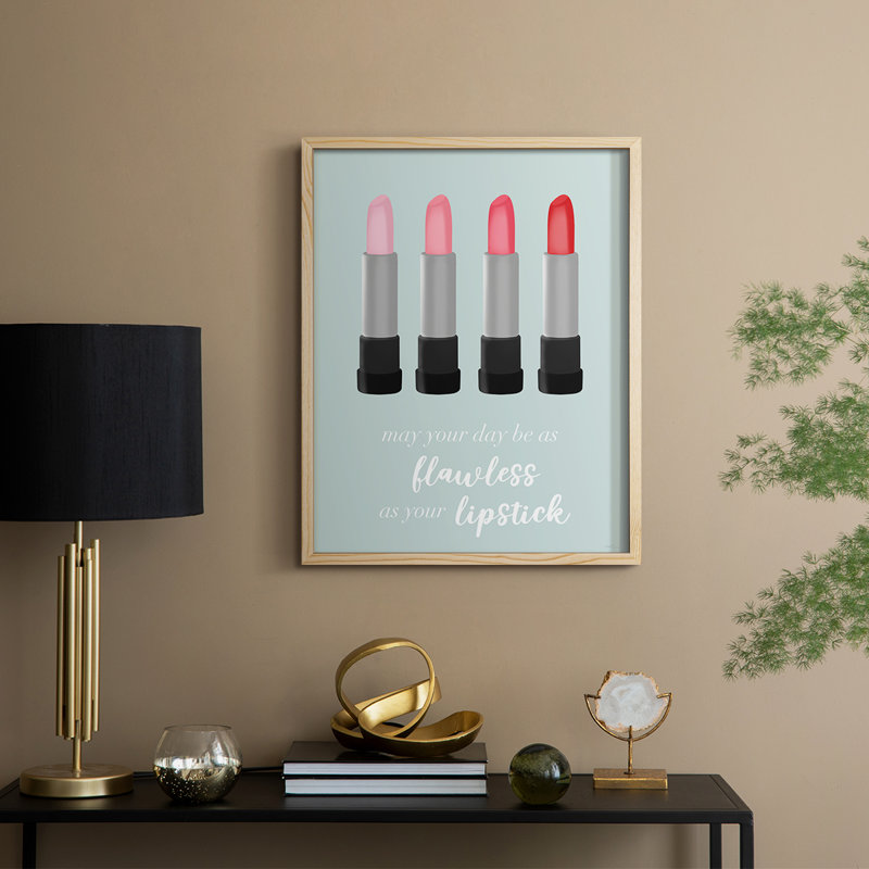 Flawless Lipstick Framed Print - Solid Wood, Natural, 11" H x 9" W