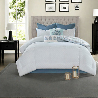 Luxury 8-piece Cotton Bedding Sets, Reversible Floral Comforter, King Size For Modern Bedrooms