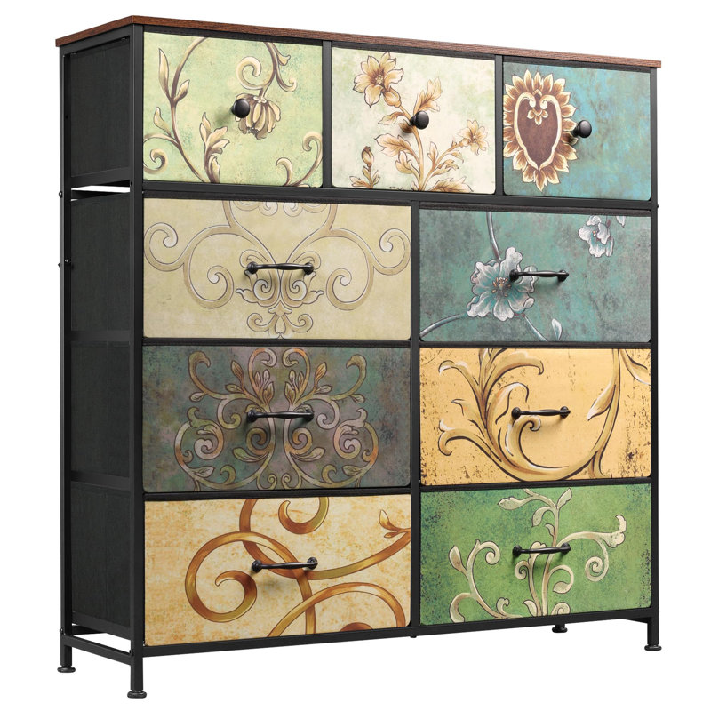 Commode 9 tiroirs pour chambre à coucher, Floral