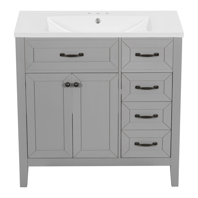 Meuble-lavabo élégant avec rangement spacieux et fabrication durable, Gris