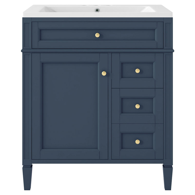 Meuble-lavabo de 30 po avec lavabo supérieur, meuble-lavabo moderne avec 2 tiroirs et tiroir escamotable, meuble-lavabo simple