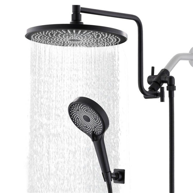 Combo de luxe pour douche à effet pluie 10 pouces - bras réglable 12 ", douchette à 3 voies à haute pression et support en laiton