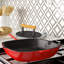 Streetman 2pc Cast Iron Set: 11" Grill Pan with Slotted Steak Press, Red