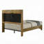 Lit très grand Gary avec tête de lit capitonnée et ports USB, bois brun Aspen-121085562