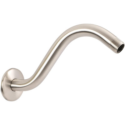 S Shaped Shower Arm with Flange 8 Inch Stainless Steel with 1/2 Inch Threated Connector