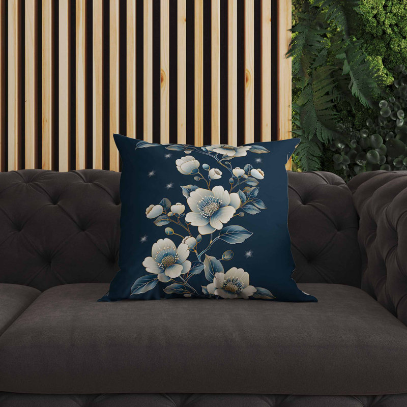 Coussin d'intérieur / extérieur Teal Flowerscape, Carré 18 po