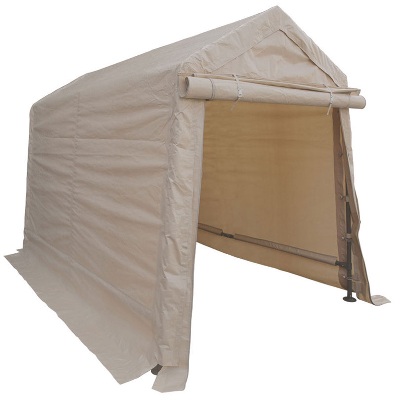 Tan 6' x 8' Portable Steel Frame Outdoor Storage Shed