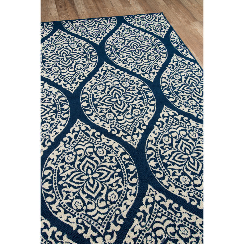 Tapis intérieur / extérieur bleu marine Craine, Tapis de couloir 2 pi 3 po x 7 pi 6 po