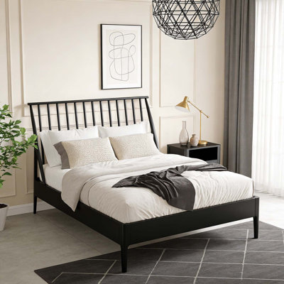 Bamboo Platform Bed With Tall Headboard
