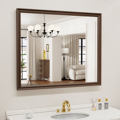 Rectangle Classic Vintage Framed Wall Mirror, Farmhouse Vanity Mirror with Tempered Glass