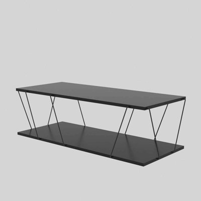 Modern Industrial Coffee Table, 47.2 x 19.7 x 11.8 inches | 100% Melamine Coated Particle Board, Thickness: 0.7 inches | Sturdy Metal Frame, Perfect for Living Room & Contemporary Spaces, Stylish Design