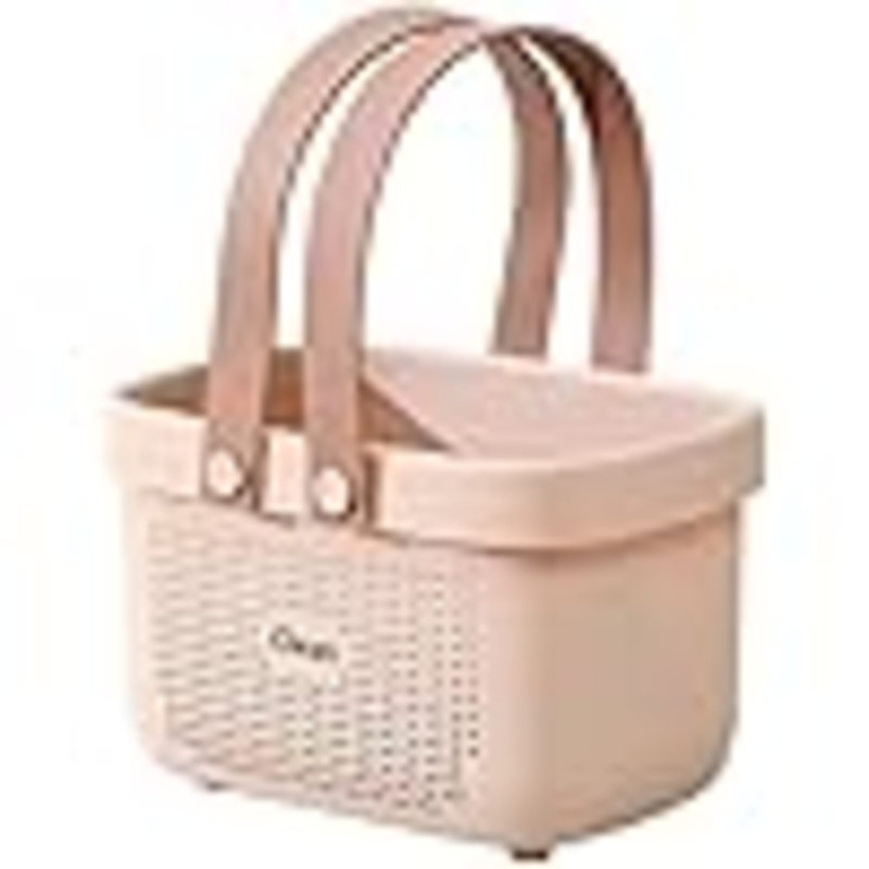 Panier de rangement en plastique avec poignée, Rose
