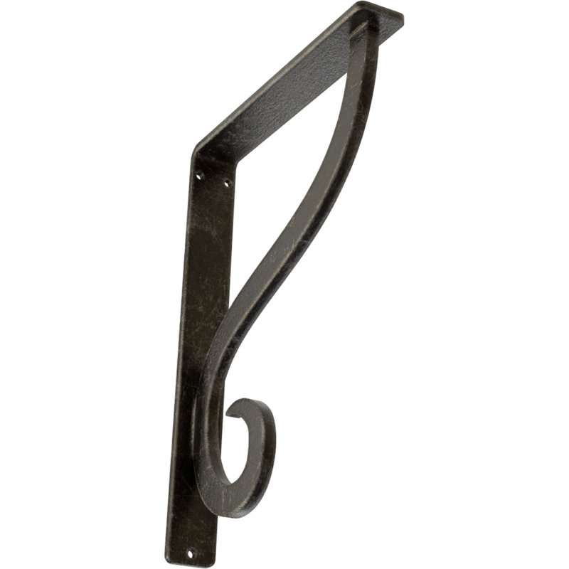 Support simple en fer forgé Ashford, H 10 po x l 1,5 po x P 7,5 po, Argenté antique chaleureux