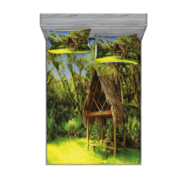 Ensemble de draps Tiki Hut in Dreamy, Ensemble de drap pour grand lit avec drap-housse