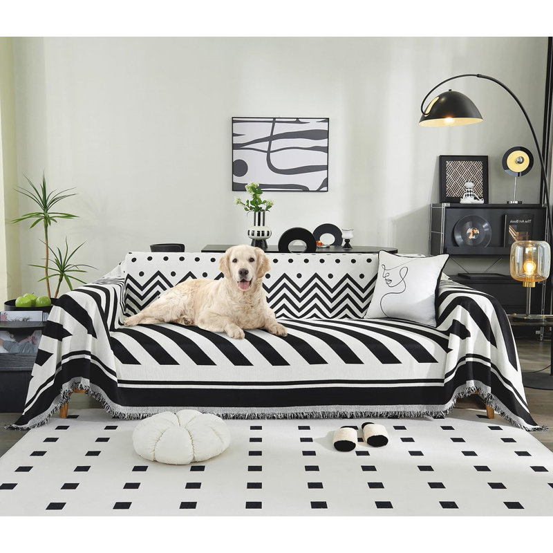 Housse pour causeuse Tritard Boho - Réversible à rayures