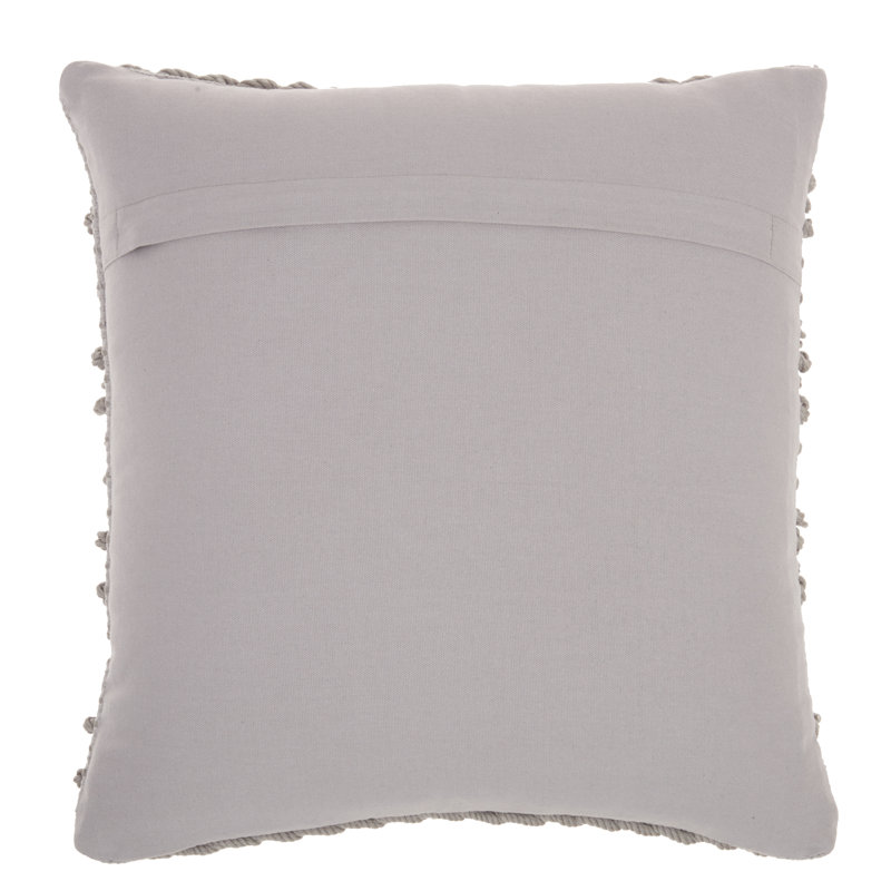 18" Light Gray Woven Striped Cotton Throw Pillow