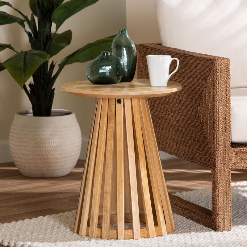 Candiance Modern Slatted Acacia Wood End Table
