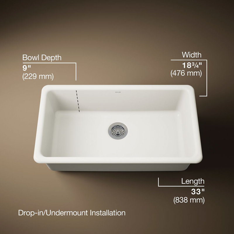 Iron/Tones 33" top-/undermount single-bowl kitchen sink