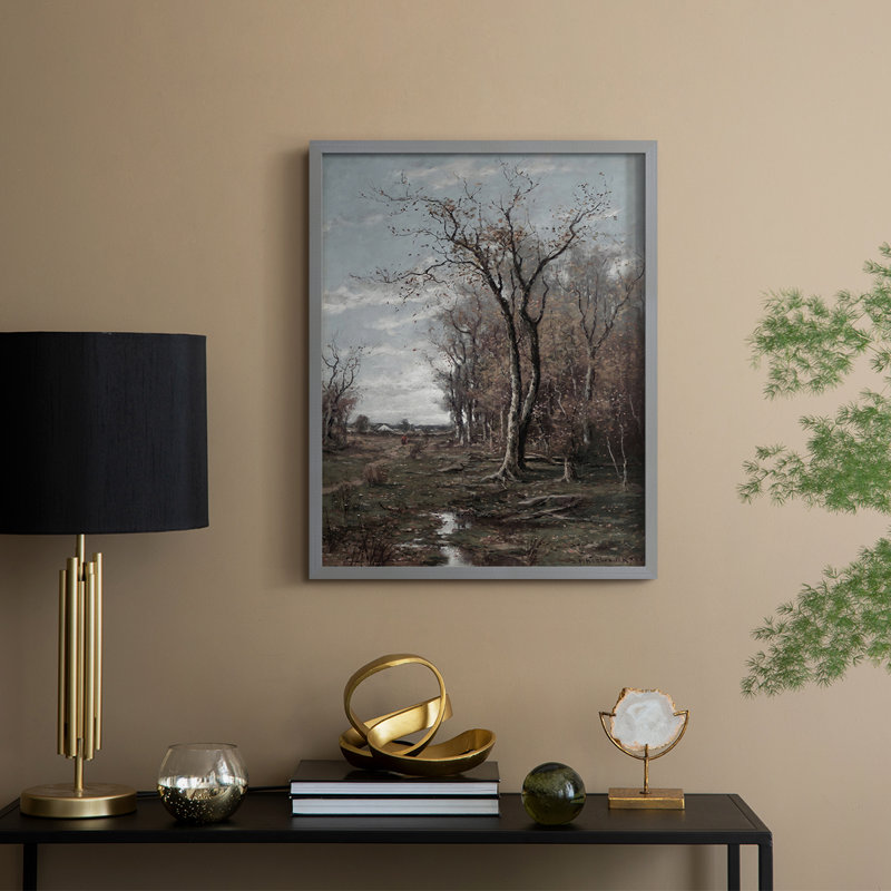 «Vintage Landscape Cxxviii», reproduction encadrée - bois massif, H 21 po x l 17 po, Gris