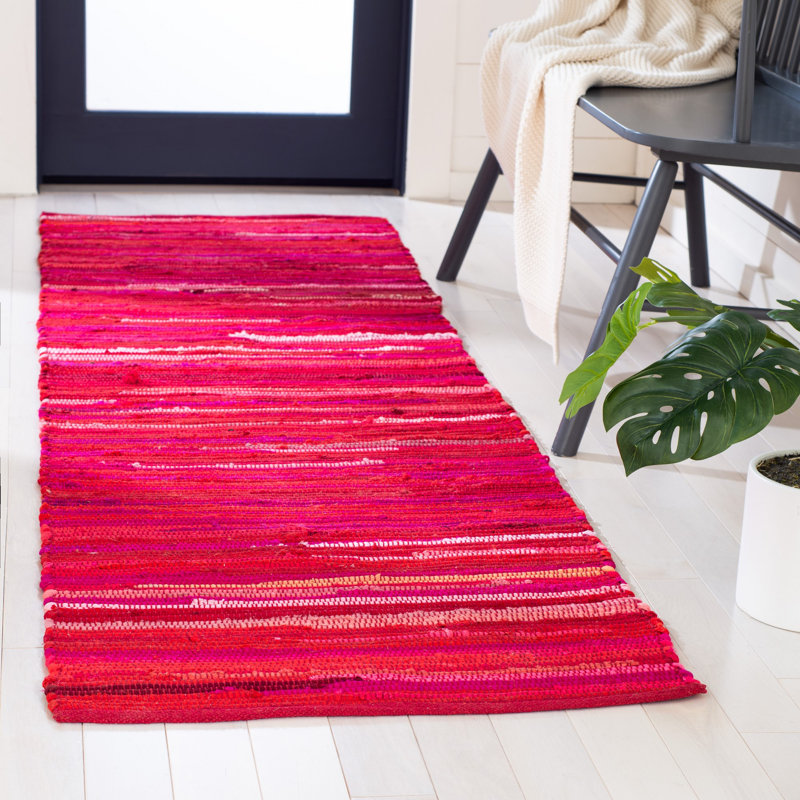 Tapis rayé en coton Nidhi, Tapis de couloir 2 pi 3 po x 8 pi