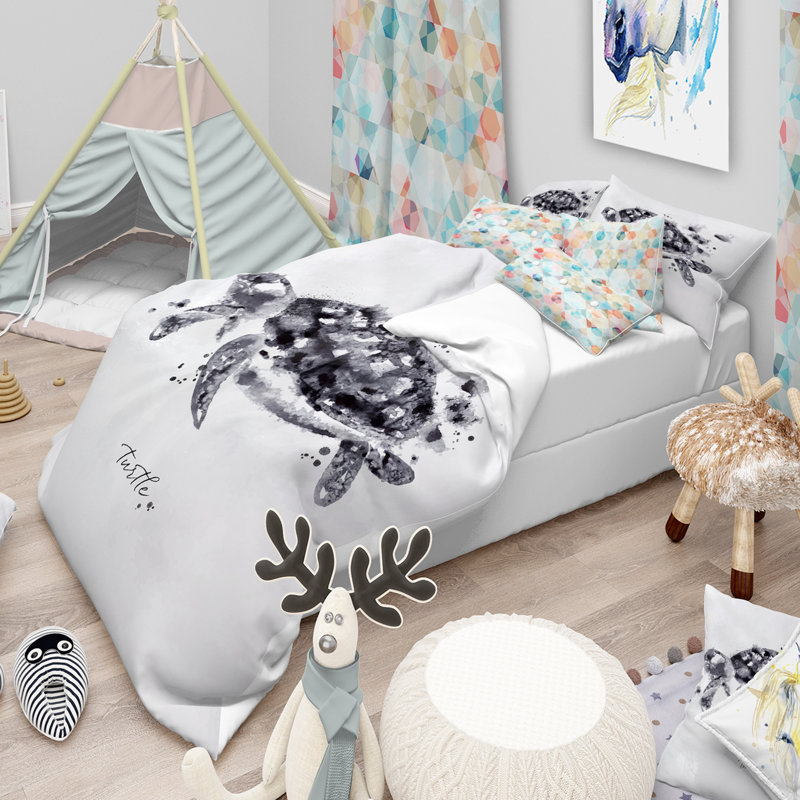 Coastal Abstract Duvet Cover, Queen Duvet Cover + 2 Shams