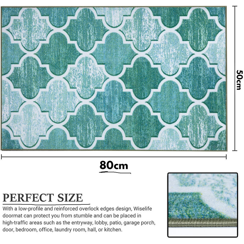 Adile Non-Slip Geometric Indoor Doormat, Rectangle 50 x 80cm