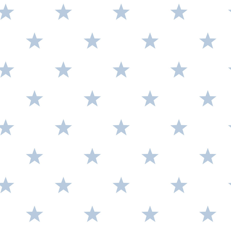 Deauville 2 Geometric Star Design 33' L x 21" W Wallpaper Roll, White/Sky Blue