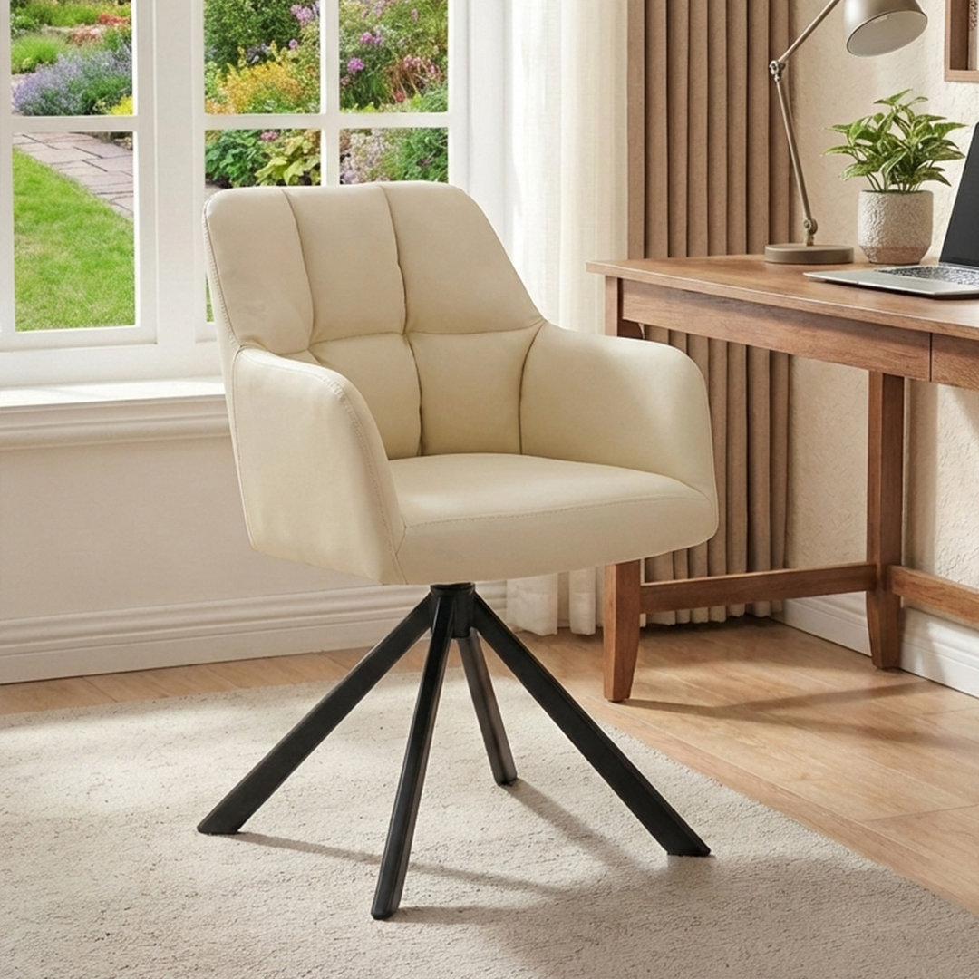 Khac Office Swivel Chair Comfy Faux Leather Desk Chair Modern Computer Task Chair for Living Room/Bedroom/Home Office George Oliver Upholstery 