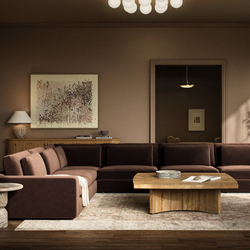 Canapé modulaire Yancey 5PC, Mélange de coton et de cacao Surrey, H 31,5 po x l 171,5 po x P 132 po, Left Hand Facing