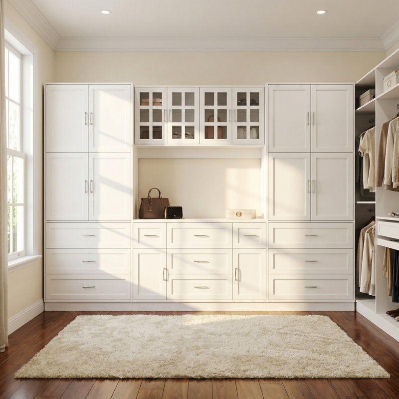 White Closet System With Drawers And Vanity