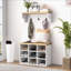 Organisateurs de vestibule | Ensemble de bancs à chaussures 2-en-1 modernes 9 paires | Blanc neige | Rangement pour le couloir et la chambre à coucher du vestibule | Panneau de particules | Hall d'entrée