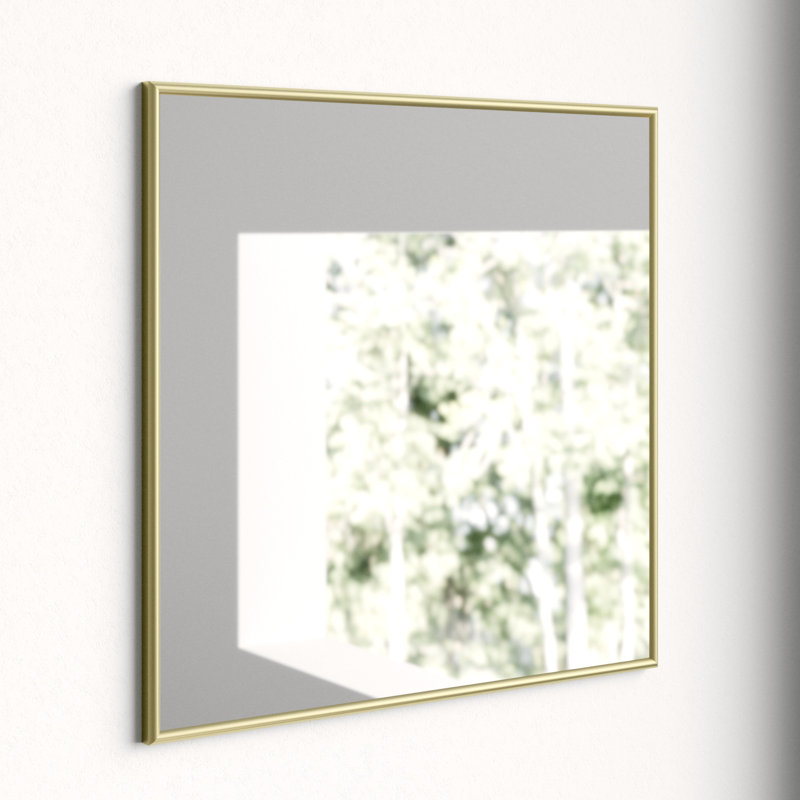 Metal Flat Wall Mirror, 16.25"x 16.25"