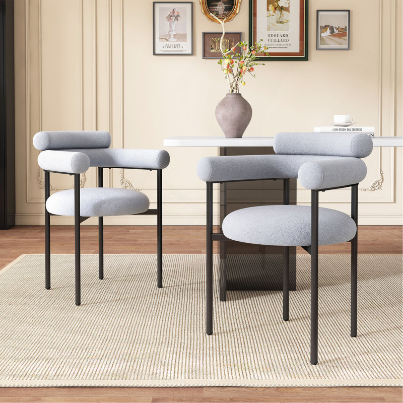 Élégantes chaises de salle à manger rembourrées avec pieds en métal pour un confort accru et une esthétique moderne (ensemble de 2)