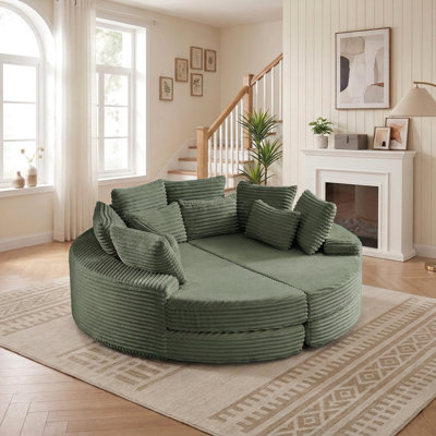 78.5-Inch Oversized Round Convertible Recliner with Neck Pillow - Splits into Two Loungers