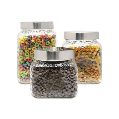 Winston Porter Crackle Glass Canister with Wooden Lid Storage Jar