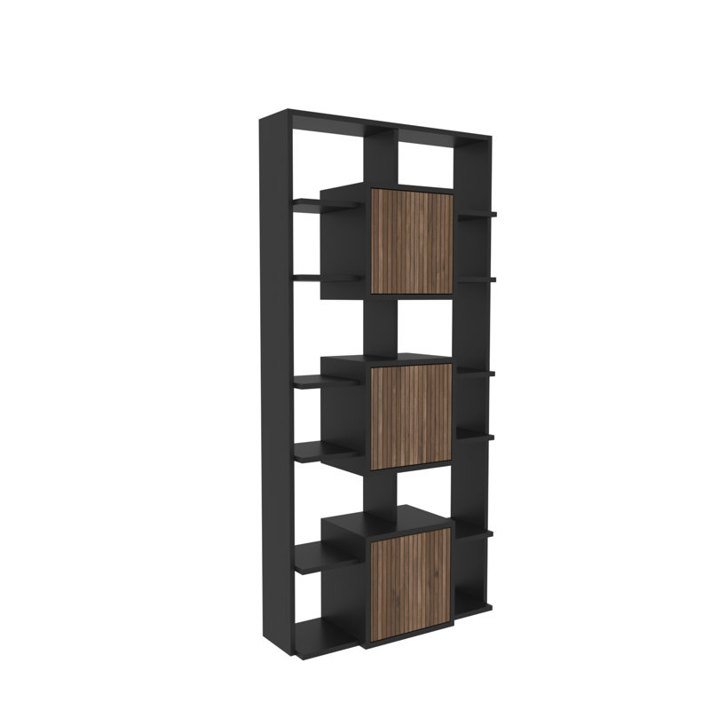 Deivin 176cm H x 85cm W Bookcase, Black