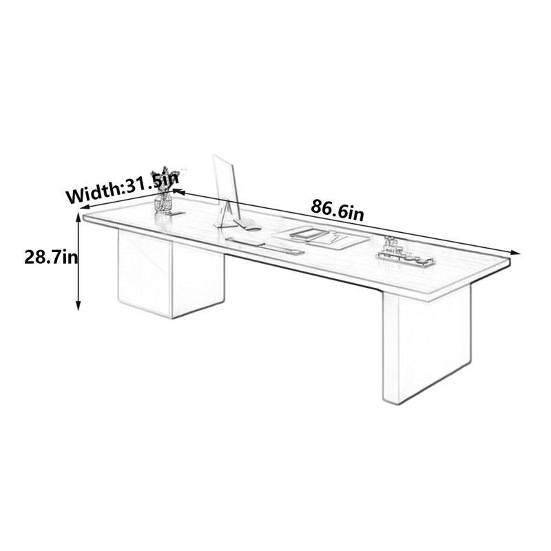 Luxury Solid Wood Office Desk, 28.7" H x 86.6" W x 31.5" D