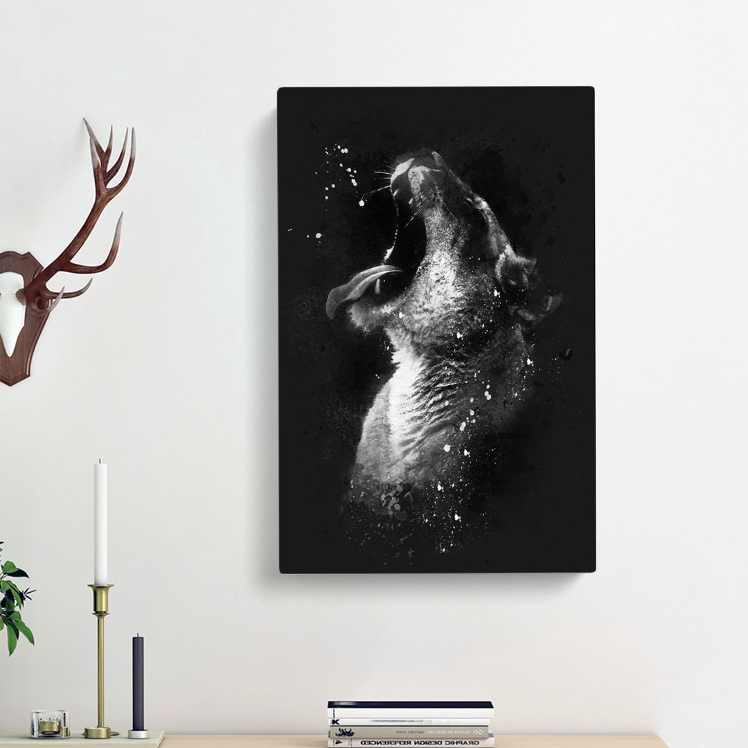 Yawning Lioness - Wrapped Canvas
