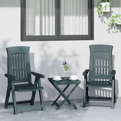 Ensemble de 2 chaises de patio inclinables vidaXL, dossier réglable, pliable et léger, facile à déplacer et durable, résistant aux intempéries - blanc
