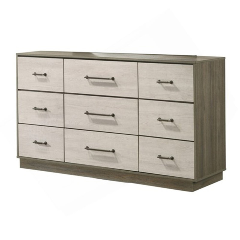 Commode 9 tiroirs Gem Modern Style en bois beige et brun