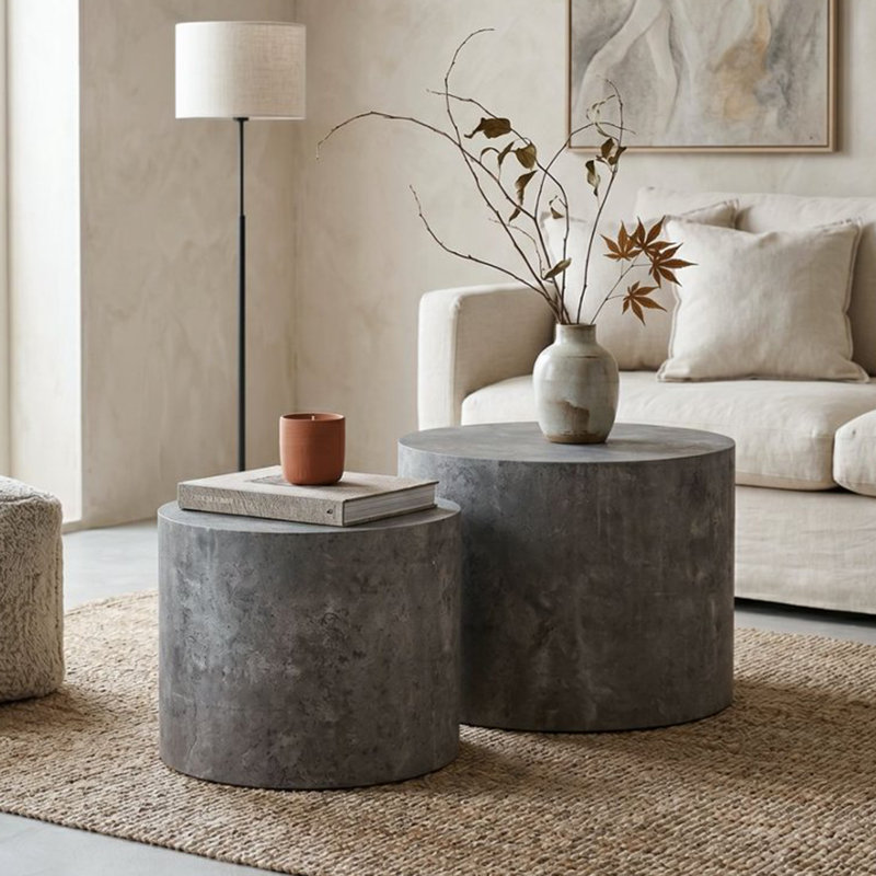 Ensemble de tables basses gigognes Rune, Stone Grey