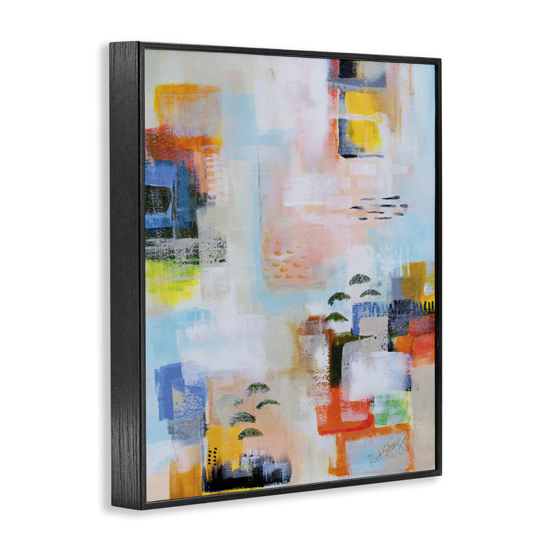 Avec une vue abstraite, estampe numérique, design par Katherine Irvin, H 14 po x l 11 po, Giclée encadrée noir minuit