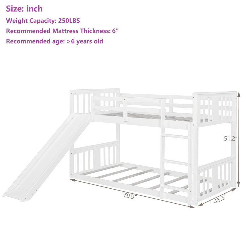 Twin Over Twin Bunk Bed, White